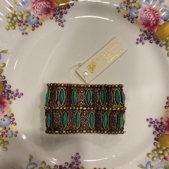 RARE * Amrita Singh * Turquoise Stretch Cuff Bracelet * NWT